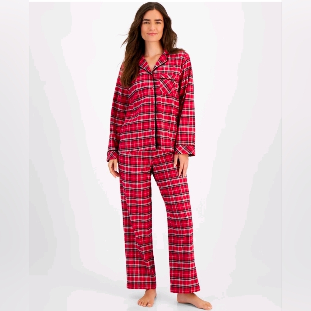 Charter Club Womens 100% Cotton Plus Size Pajama Set Plaid 2X Nwt - Picture 1 of 6